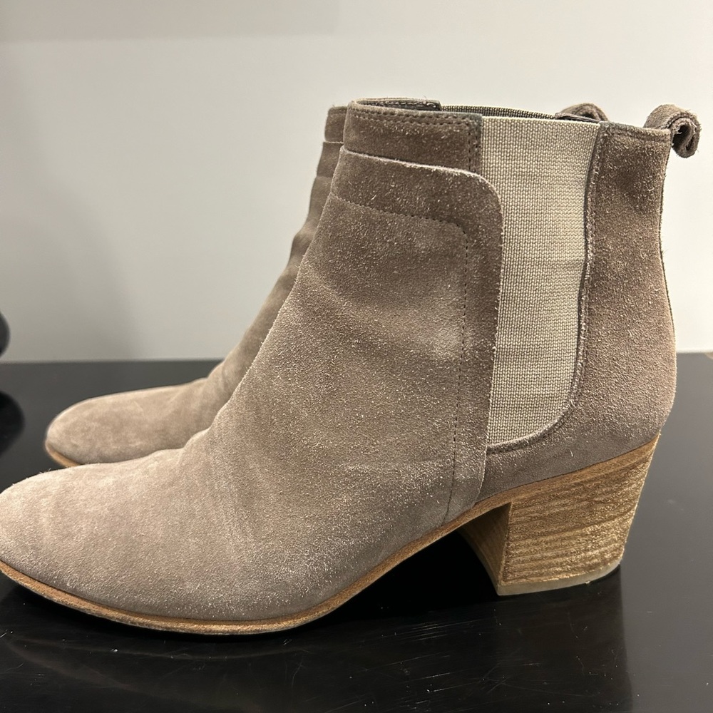 Size 37 suede light tan/grey ankle boot. VINCE